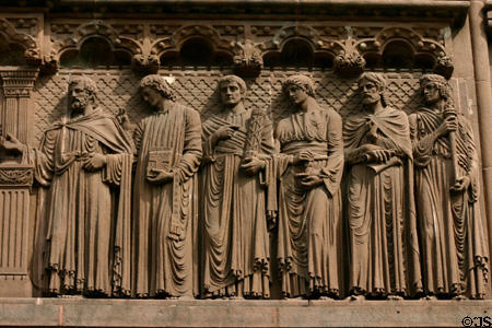 Figures of oratory, theology, law, history, philosophy & ethics on Alexander Hall on Princeton campus. Princeton, NJ.