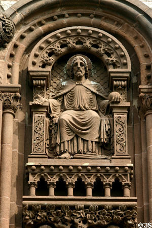 Seated Christ on Alexander Hall on Princeton campus. Princeton, NJ.