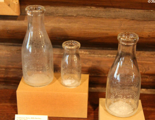 Craftsman dairy milk bottles (c1911-23) at Stickley Museum at Craftsman Farms. Morris Plains, NJ.