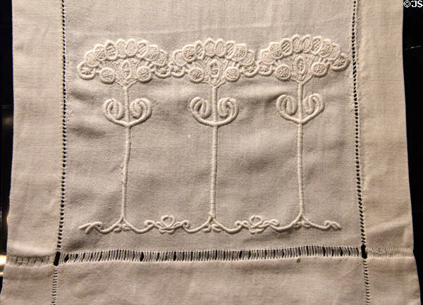 Arts & Crafts linen embroidery table scarf (c1902-3) at Stickley Museum at Craftsman Farms. Morris Plains, NJ.