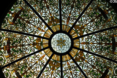 Detail of stained glass skylight in Senate chamber of New Jersey Capitol. Trenton, NJ.