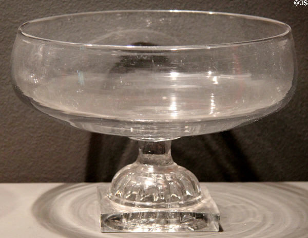 Clear glass compote (early 19thC) possibly England or Pittsburgh at Museum of American Glass. Milville, NJ.