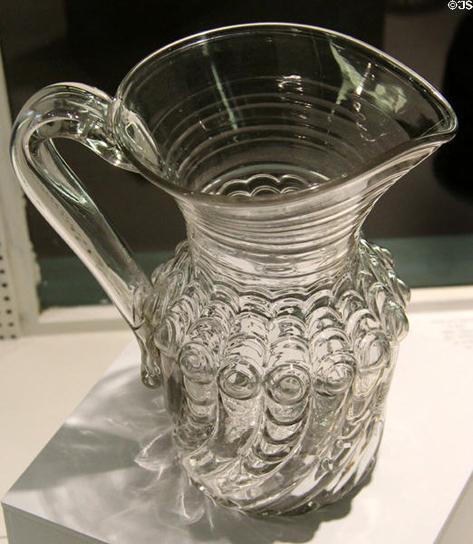 Horn of Plenty (3-part-mold blown) glass pitcher (1825-35) Boston & Sandwich Glass Co. at Museum of American Glass. Milville, NJ.