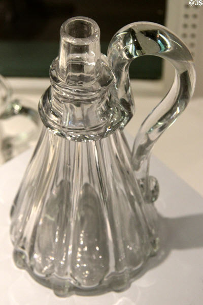 Glass syrup can (1850-70) by Bakewell, Pears & Co. of Pittsburgh at Museum of American Glass. Milville, NJ.