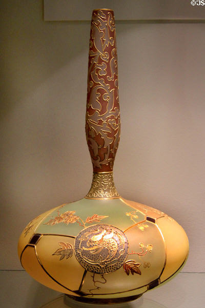Royal Flemish glass vase (c1889-94) by Mt. Washington Glass Co. of New Bedford, MA at Museum of American Glass. Milville, NJ.