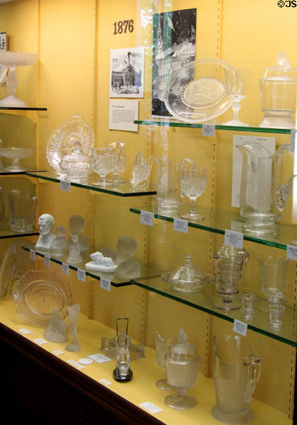 Collection of American Centennial glass (1876) at Museum of American Glass. Milville, NJ.