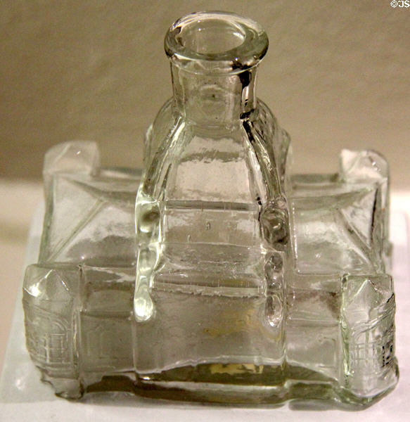 Memorial Hall (Centennial) glass inkwell (1876) by Whitall Tatum Co. of Millville, NJ at Museum of American Glass. Milville, NJ.