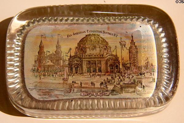 Pan-American Exposition, Buffalo, NY Temple of Music glass paperweight (1901) at Museum of American Glass. Milville, NJ.