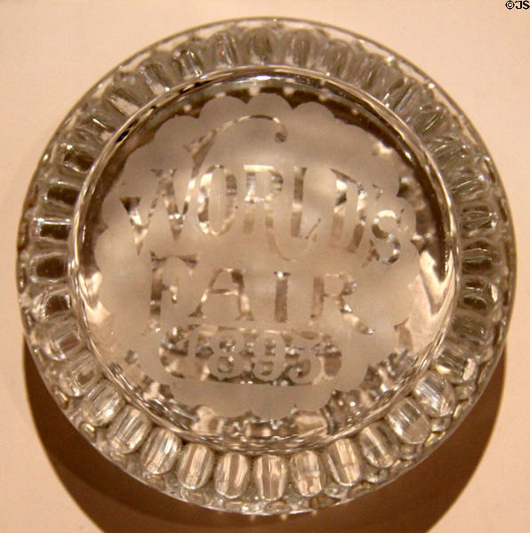 World's Columbian Fair glass paperweight (1893) at Museum of American Glass. Milville, NJ.