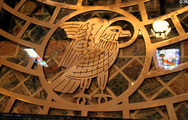 Winged eagle of Evangelist St John in font of St Francis Cathedral. Santa Fe, NM.