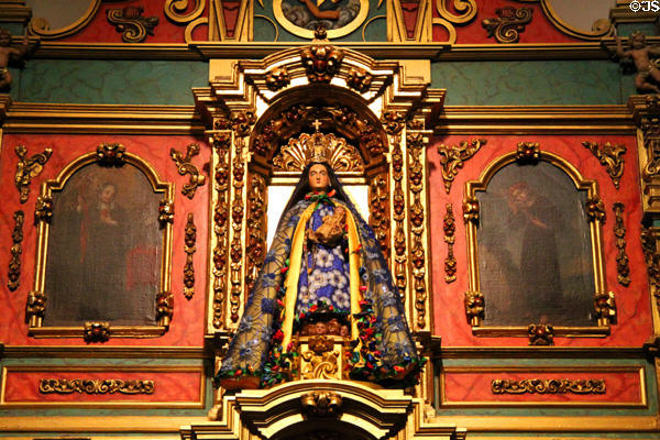 La Conquistadora (aka Our Lady of the Rosary) (1626) in a chapel of her name at St. Francis Cathedral. Santa Fe, NM.