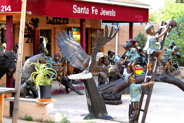 Western sculpture in Santa Fe shop. Santa Fe, NM.