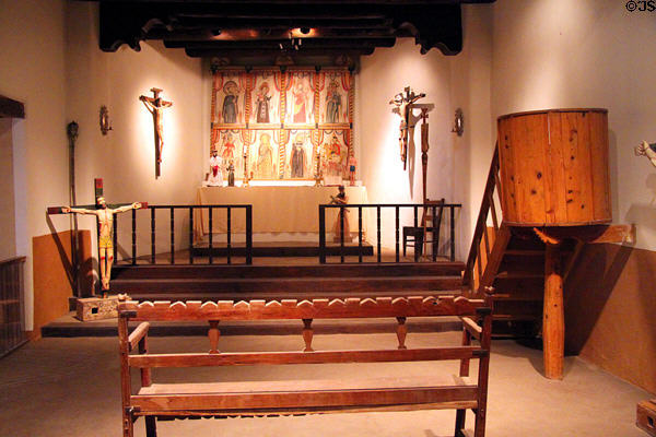 New Mexico chapel (1821-80) composite exhibit at New Mexico History Museum. Santa Fe, NM.