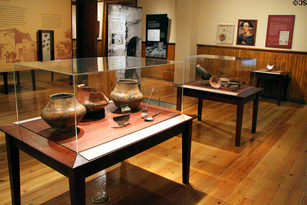 Native pottery collection (1610-1821) excavated from the Palace Complex at New Mexico History Museum. Santa Fe, NM.