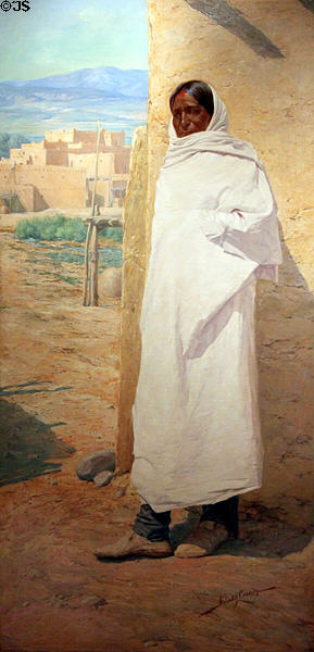 Cui Bono? painting (c1911) by Gerald Cassidy at New Mexico Museum of Art. Santa Fe, NM.