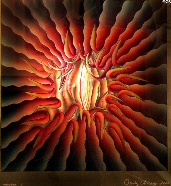 Peeling Back painting (2000) by Judy Chicago at New Mexico Museum of Art. Santa Fe, NM.