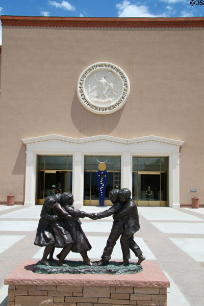 Sculptures outside New Mexico State Capitol. Santa Fe, NM.