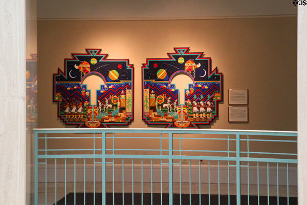 Hoshonzeh acrylic paintings (1992) by Douglas Johnson in NM State Capitol Art Collection. Santa Fe, NM.