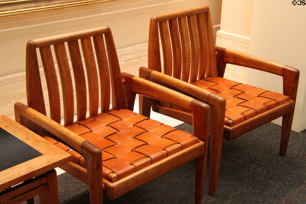 Albuquerque style chairs (1991) by Chris M. Sandoval in NM State Capitol Art Collection. Santa Fe, NM.