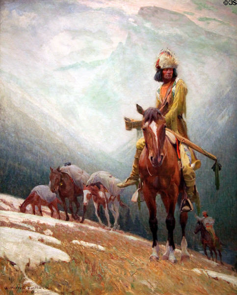 The Breed Trapper, 1830 painting (1913) by William Herbert Dunton at Albuquerque Museum. Albuquerque, NM.