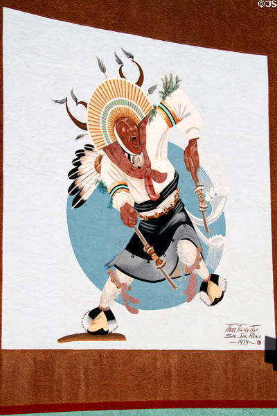 Native dancer mural (1979) by Than Ts'ay Ta at Indian Pueblo Cultural Center. Albuquerque, NM.