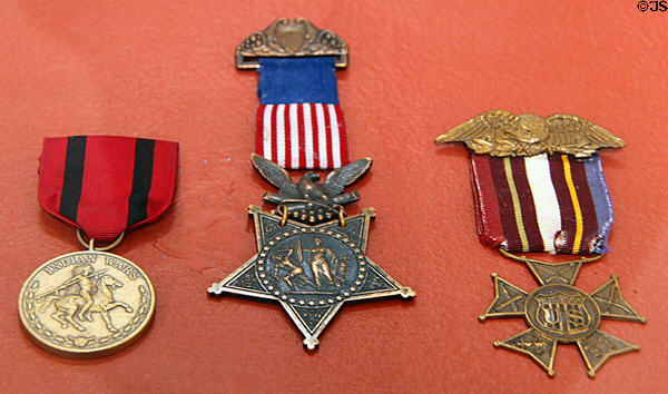 Military medals won by Buffalo Soldier Lt. Matthias W. Day including the Medal of Honor (1879) at Indian Pueblo Cultural Center. Albuquerque, NM.