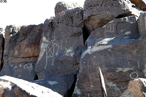 Petroglyph with human figure (1300-1600) at Petroglyph National Monument. Albuquerque, NM.