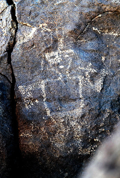 Petroglyph with human figure (1300-1600) at Petroglyph National Monument. Albuquerque, NM.