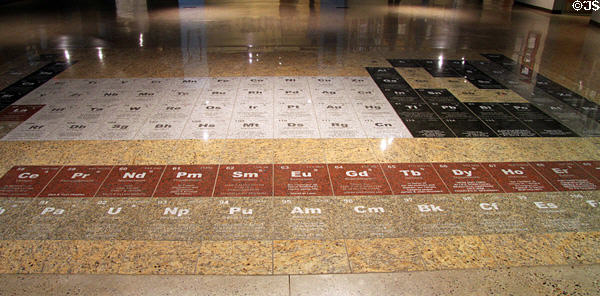 Periodic table of the elements on floor of National Museum of Nuclear Science & History. Albuquerque, NM.