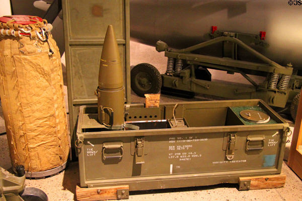 M455 training unit for M454 Artillery-Fired Atomic Projectile in shipping case (1963-92) at National Museum of Nuclear Science & History. Albuquerque, NM.