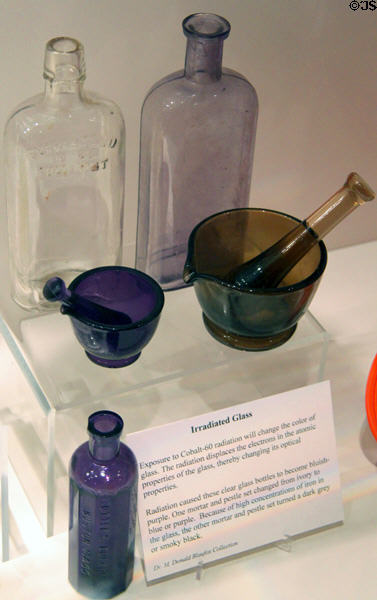 Irradiated glass which become bluish-purple through exposure to Cobalt-60 at National Museum of Nuclear Science & History. Albuquerque, NM.