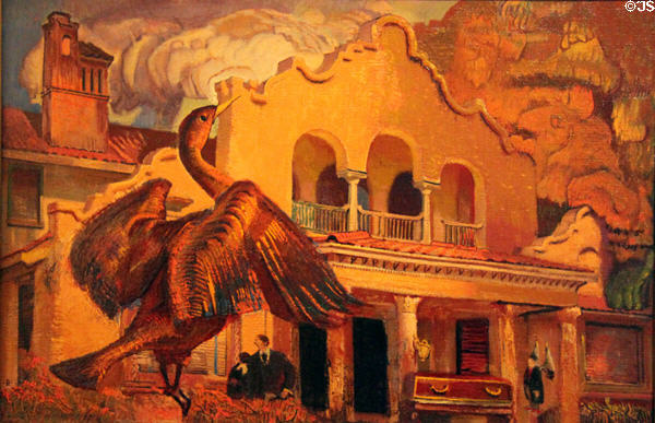 Cormorant Attends Funeral of his Friend the Butler painting (1947-59) by Ernest L. Blumenschein at Blumenschein Home & Museum. Taos, NM.