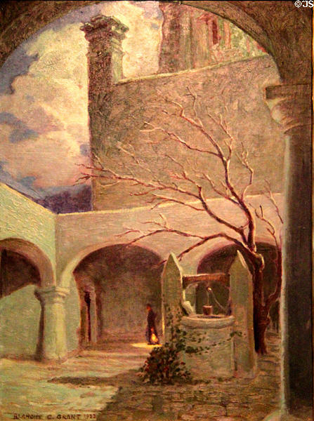Once a Bishop's Patio painting (1932) by Blanche C. Grant at Blumenschein Home & Museum. Taos, NM.