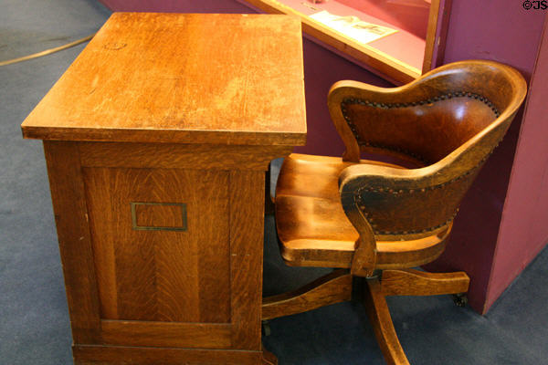 Desk & chair from former House chamber in old Nevada State Capitol. Carson City, NV.