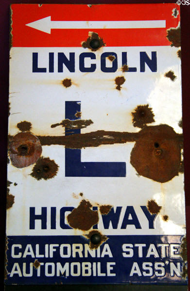 Lincoln Highway sign at old Nevada State Capitol museum. Carson City, NV.