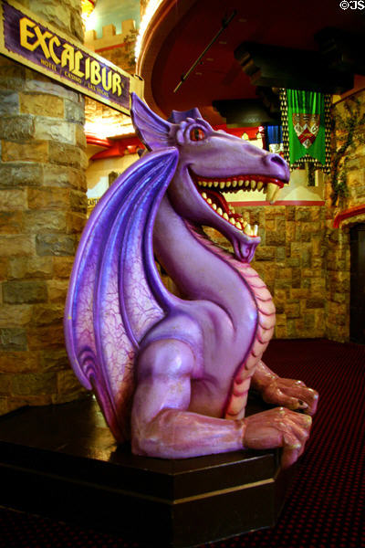 Purple dragon at entrance of Excalibur Hotel & Casino. Las Vegas, NV.