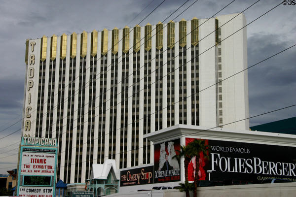 The Tropicana Hotel above the Strip. Las Vegas, NV.