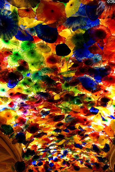Glass sculpture Fiori Di Como ceiling by Dale Chihuly in lobby of Bellagio. Las Vegas, NV.