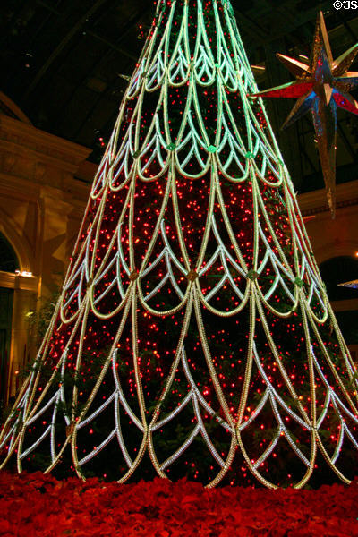 Tree of lights in Christmas display at Bellagio. Las Vegas, NV.