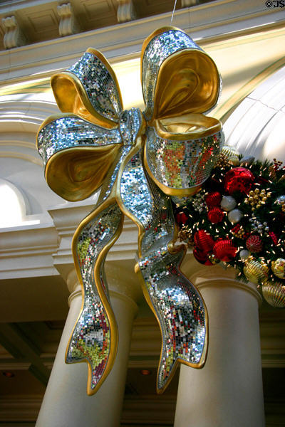 Christmas silver bow at Bellagio. Las Vegas, NV.
