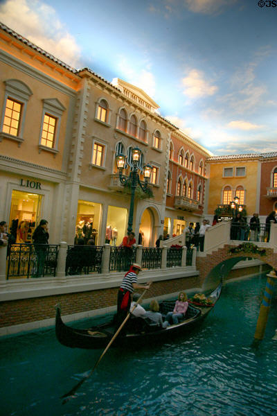 Gondola on Grand Canal of shopping arcade at The Venetian Hotel. Las Vegas, NV.