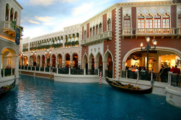 Grand canal of shopping arcade at The Venetian Hotel. Las Vegas, NV.
