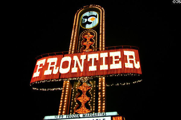Frontier Hotel sign at night (3120 Las Vegas Blvd. South). Las Vegas, NV.