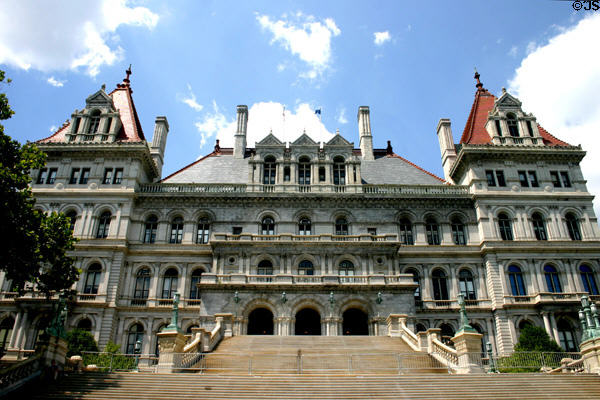 New York State Capitol staircase is one of largest in USA. Albany, NY.