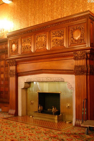 Fireplace of Governor's reception room in New York State Capitol. Albany, NY.