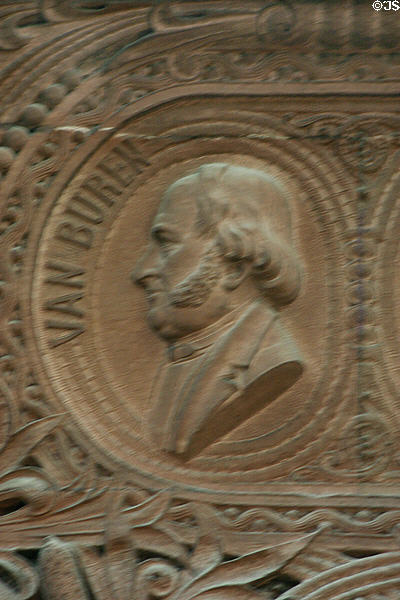 Relief carving of President Martin Van Buren in New York State Capitol. Albany, NY.