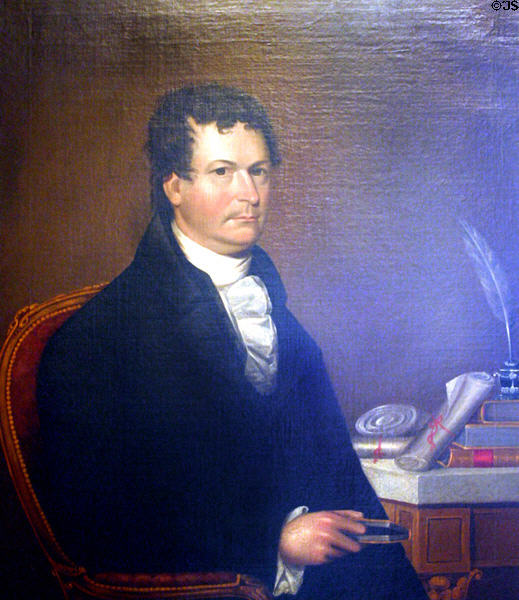 Portrait of Dewitt Clinton, moving force behind the Erie Canal, in New York State Capitol. Albany, NY.