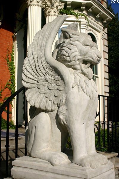 Winged lion outside The Mansion on Delaware. Buffalo, NY.