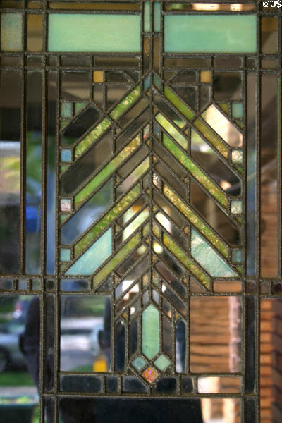 Stained-glass window by F.L. Wright on Barton House. Buffalo, NY.