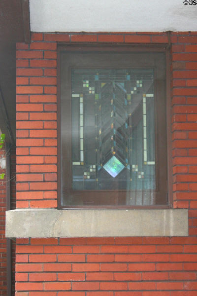 Stained glass window of Frank Lloyd Wright's 629 Bird Ave House. Buffalo, NY.